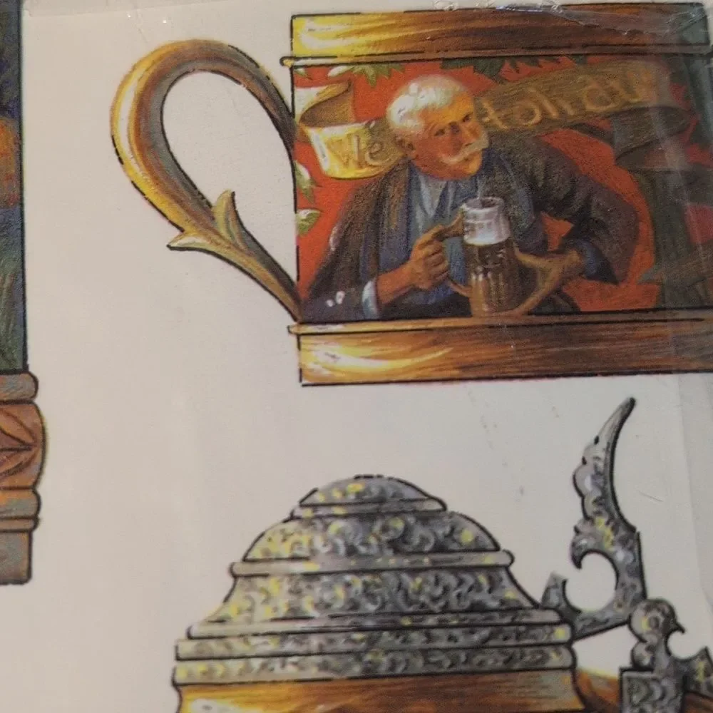 Vintage Gibson Bear Stein Mug‎ Happy Birthday Wrapping Paper NIP Rare